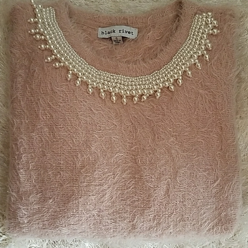 Black Rivet Beaded Dolman Sweater
